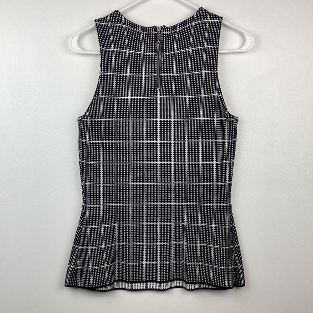 WHBM Windowpane Knit Sweater Bodice Top in Black/Ecru - Picture 12 of 15